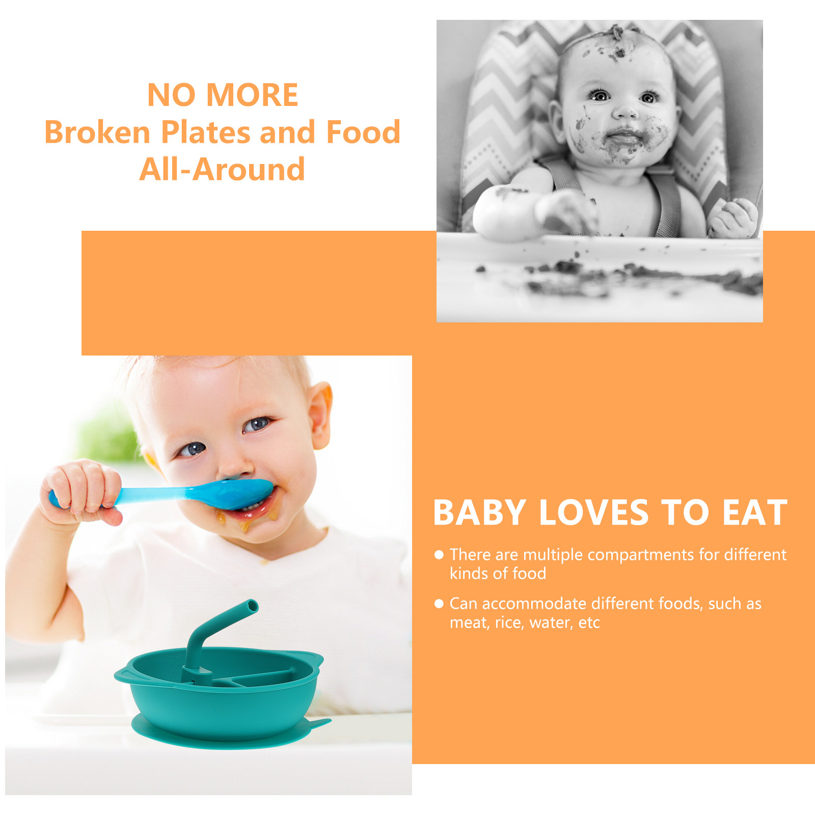 Prato de jantar de silicone an - Baby Food Dessert avaliação e preço