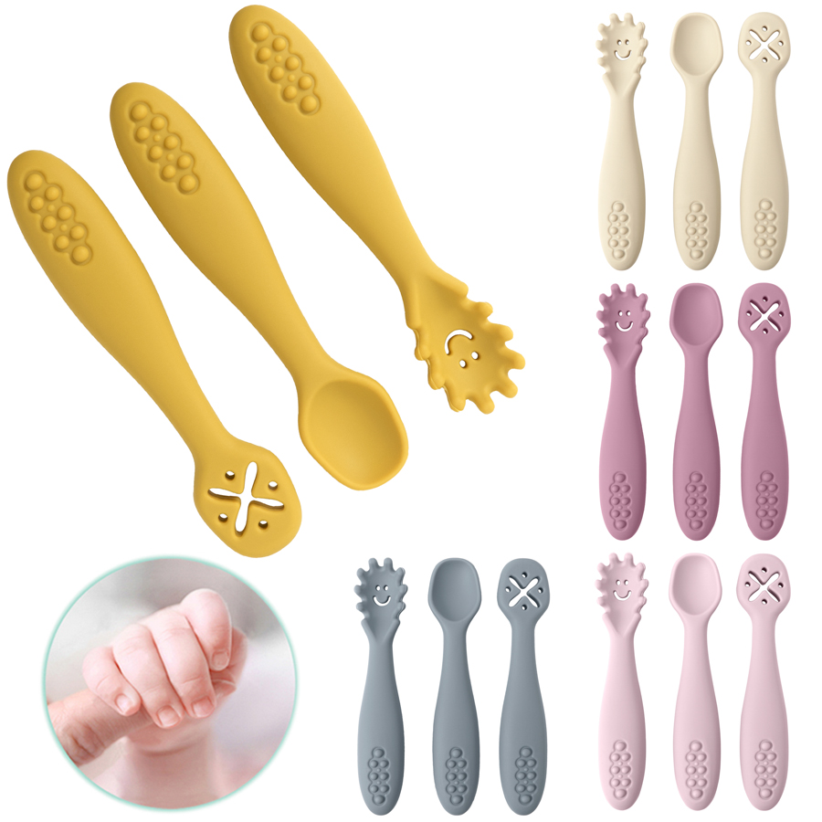 3 pçs colher de silicone garfo - Baby Food Utensils Set avaliação e preço